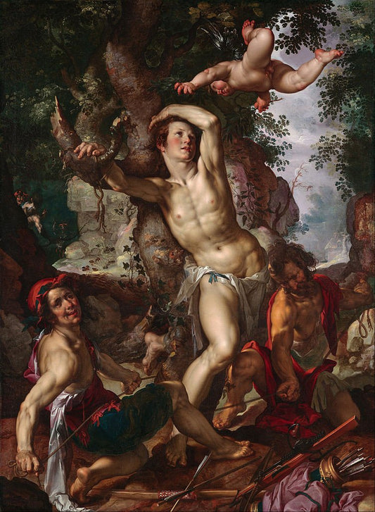 Martyrdom of Saint Sebastian, vintage artwork by Joachim Wtewael, A3 (16x12") Poster Print