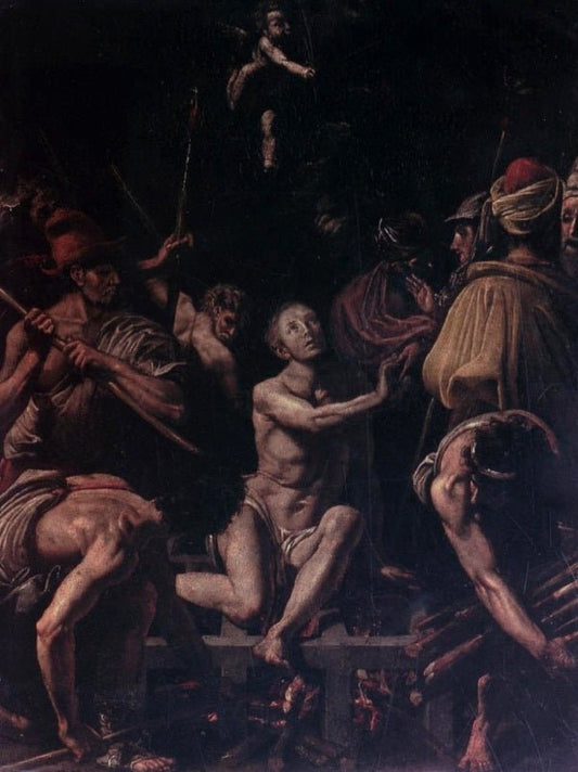 Martyrdom of St. Lawrence, vintage artwork by Tanzio da Varallo, 12x8" (A4) Poster