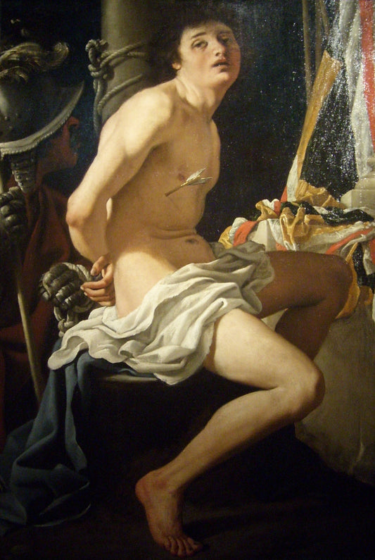 Martyrdom of St. Sebastian, vintage artwork by Bartolomeo Schedoni, 12x8" (A4) Poster