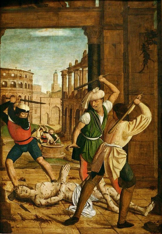 Martyrdom of St Sebastian, vintage artwork by Josse Lieferinxe, A3 (16x12") Poster Print