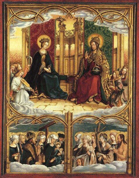 Mary and Christ Enthroned, vintage artwork by Hans Burgkmair, A3 (16x12") Poster Print
