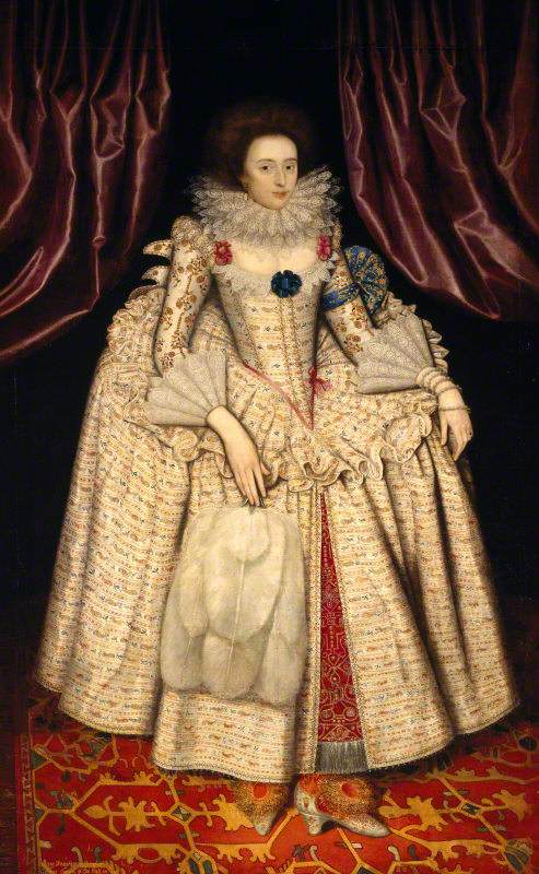 Mary Curzon, Countess of Dorset, vintage artwork by Attributed to William Larkin, 12x8" (A4) Poster