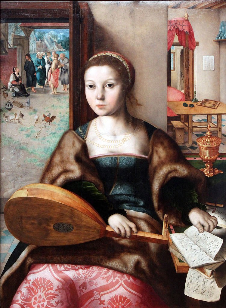 Mary Magdalene with Christ and Martha in the Background, vintage artwork by Jan Sanders van Hemessen, A3 (16x12") Poster Print