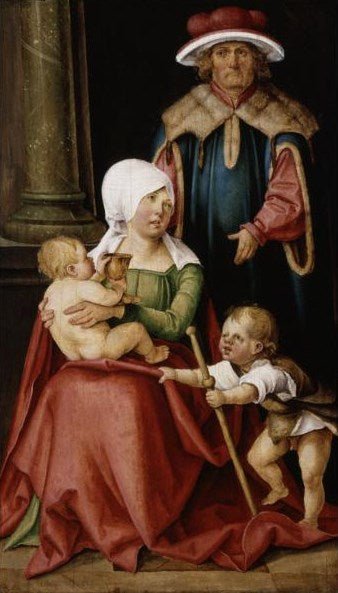 Mary Salome and Zebedee with Their Sons James the Greater and John the Evangelist, vintage artwork by Hans Süss von Kulmbach, A3 (16x12") Poster Print