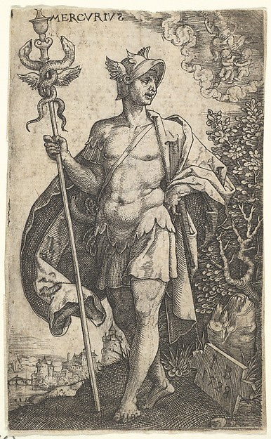 Master I.B.:Mercury from The Gods Who Preside Over the Planets 1528, vintage artwork, 16x12"(A3) Poster Print
