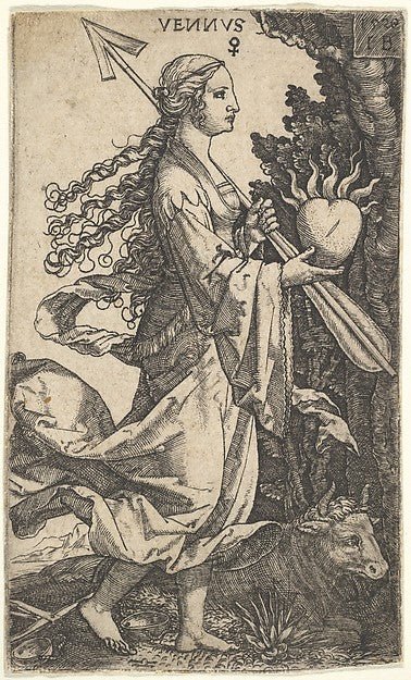 Master I.B.:Venus from The Gods Who Preside Over the Planets 1529, vintage artwork, 16x12"(A3) Poster Print