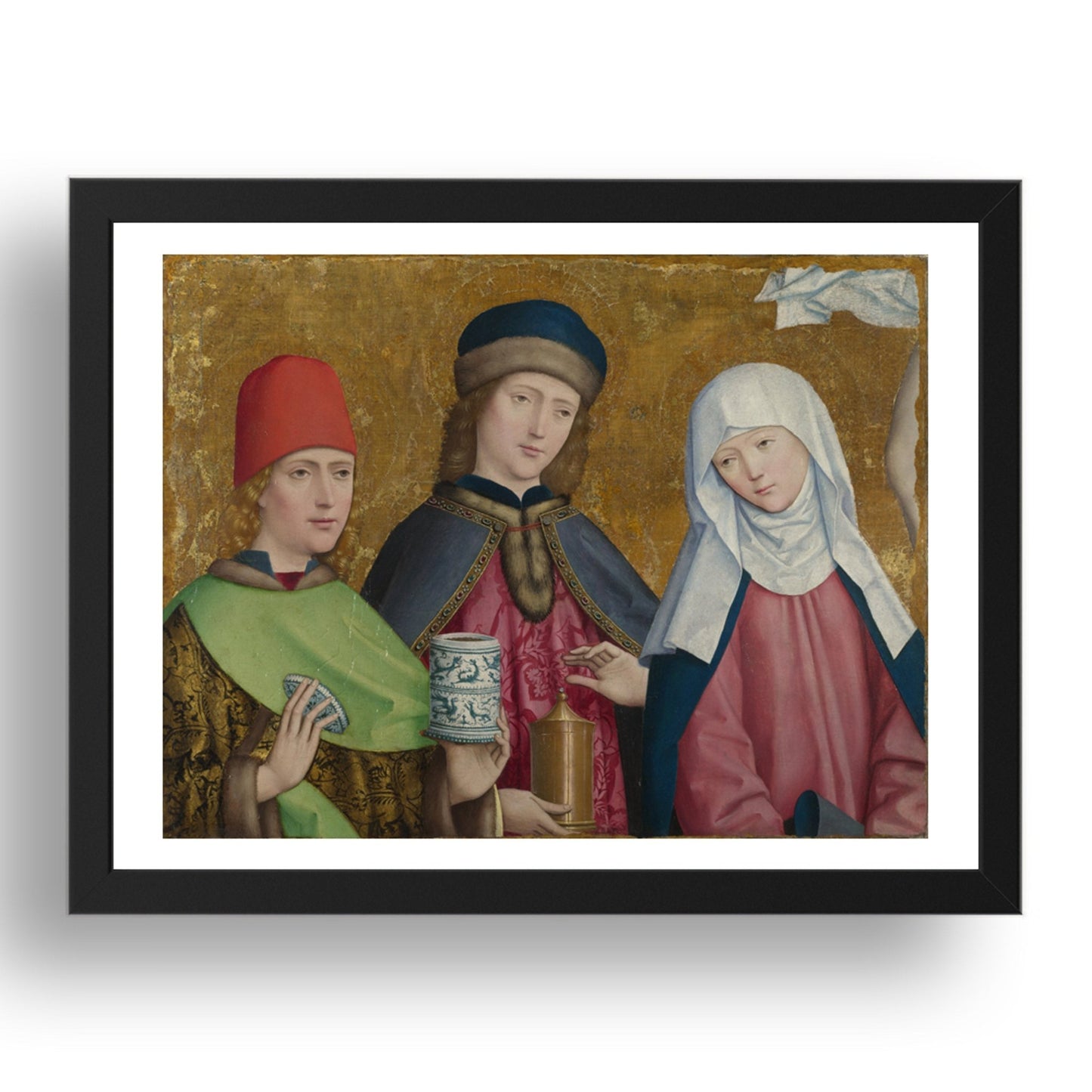 Master of Liesborn: Saints Cosmas and Damian and the Virgin, Poster in 17x13"(A3) Frame