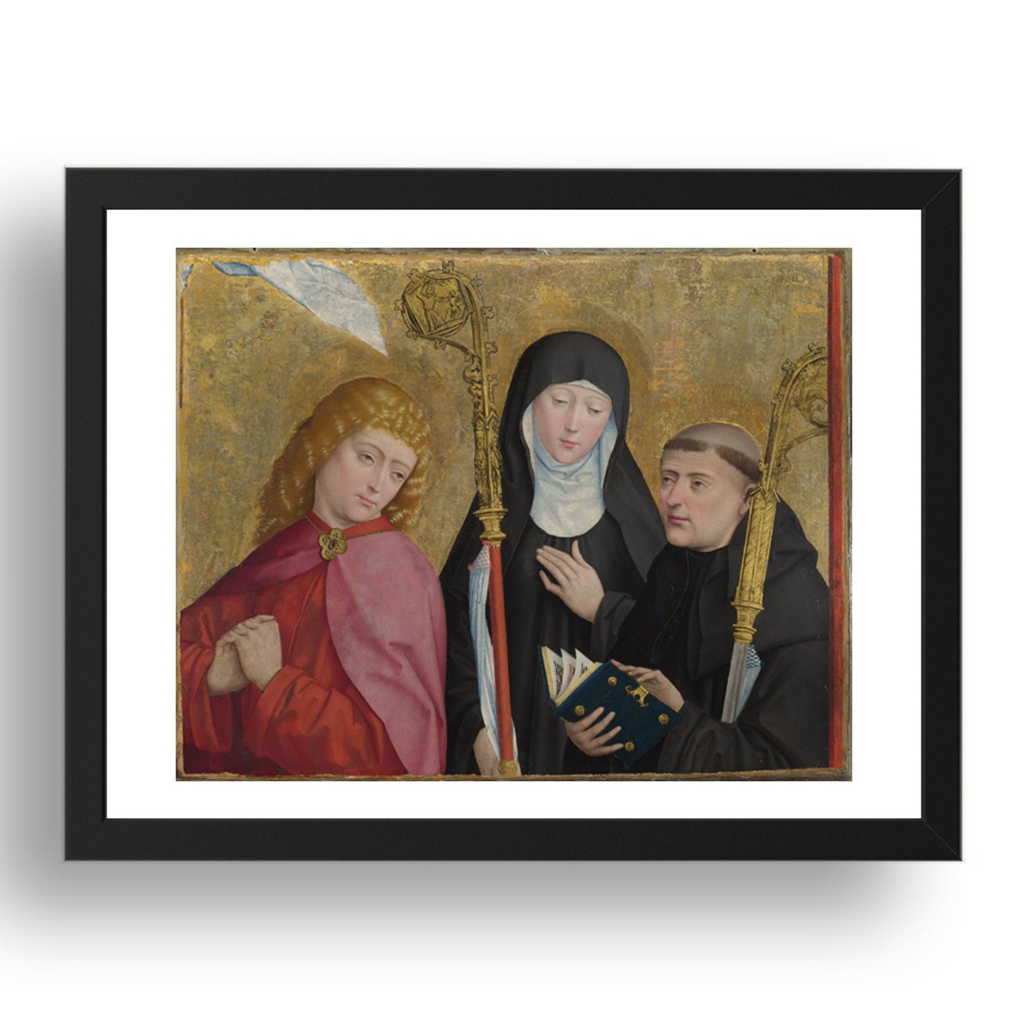 Master of Liesborn: Saints John the Evangelist, Scholastica and Benedict, Poster in 17x13"(A3) Frame