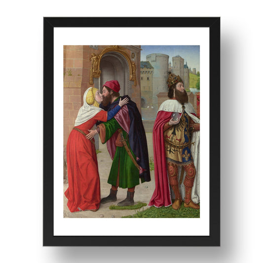Master of Moulins (Jean Hey): Charlemagne and the Meeting at the Golden Gate, Poster in 17x13"(A3) Frame