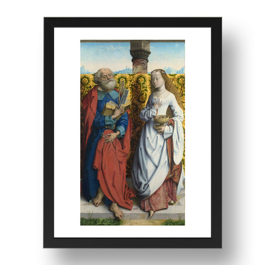 Master of the Saint Bartholomew Altarpiece: Saints Peter and Dorothy, Poster in 17x13"(A3) Frame