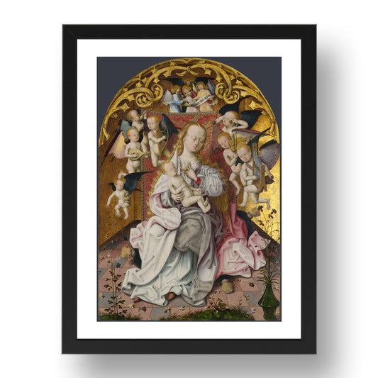 Master of the Saint Bartholomew Altarpiece: The Virgin and Child with Musical Angels, Poster in 17x13"(A3) Frame