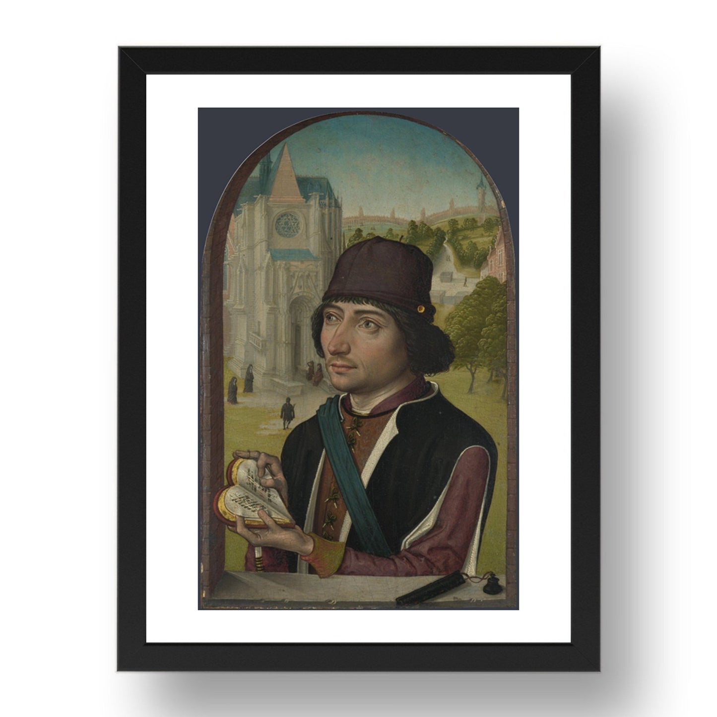 Master of the View of St Gudula: Portrait of a Young Man, Poster in 17x13"(A3) Frame