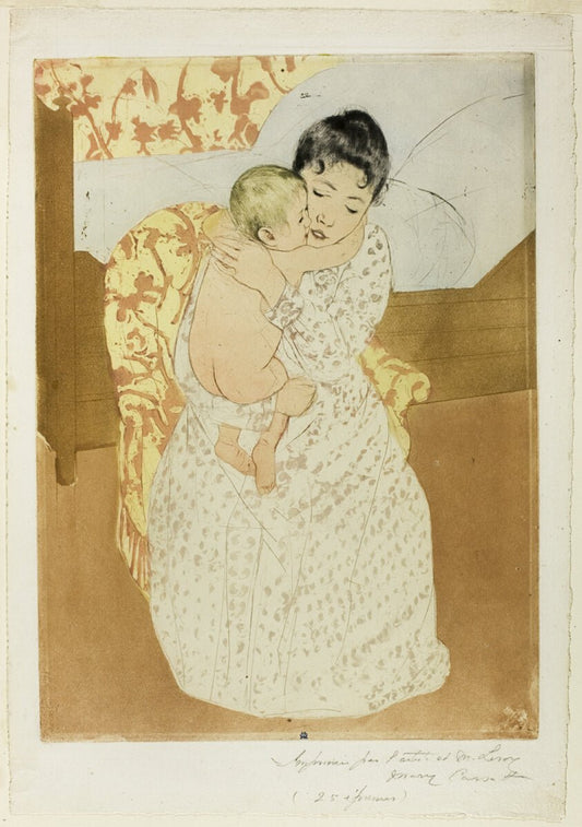 Maternal Caress by  Mary Cassatt (American, 1844-1926), 23x16"( A2 size) Poster Print