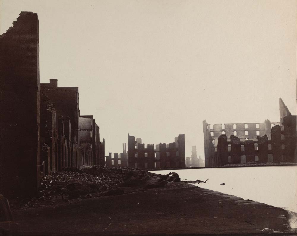 Mathew B. Brady - Ruins of the Gallego Flour Mills Richmond Virginia, vintage historic photograph, modern poster print