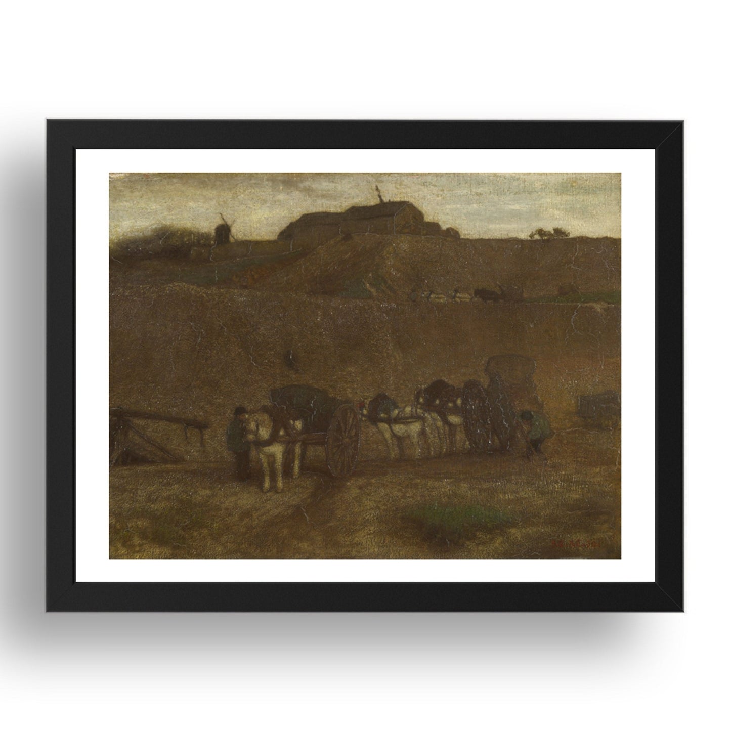 Matthijs Maris: Men unloading Carts, Montmartre, Poster in 17x13"(A3) Frame