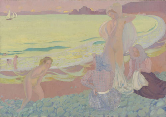 Maurice Denis - On the Beach of Trestrignel, vintage art, A3 (16x12")  Poster Print 