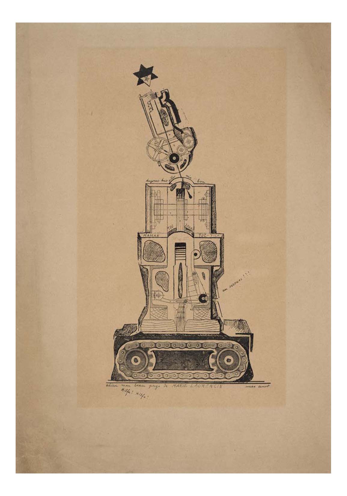 Max Ernst - Farewell My Beautiful Land of Marie Laurencin, 16x12" (A3) Poster Print