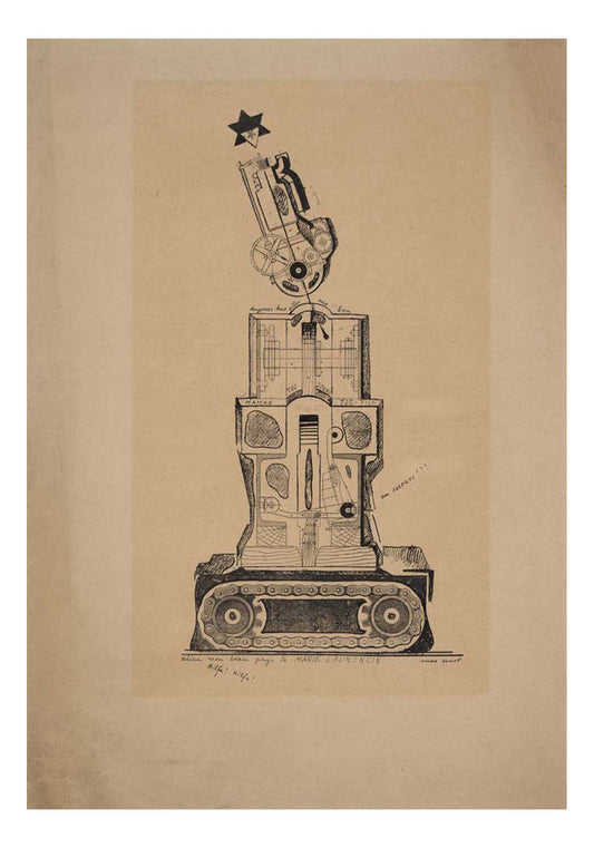 Max Ernst - Farewell My Beautiful Land of Marie Laurencin, 16x12" (A3) Poster Print