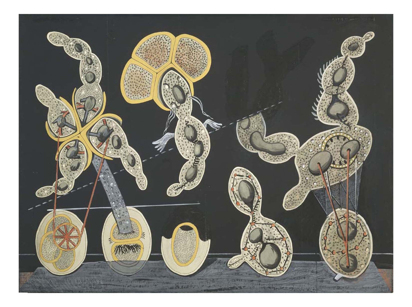Max Ernst - The Gramineous Bicycle Garnished with Bells the Dappled Fire Damps and the Echinoderms Bending the Spine to Look for Caresses, 16x12" (A3) Poster Print