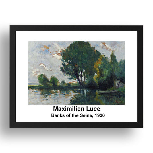 Maximilien Luce: Banks of the Seine 1930, vintage impressionist artwork, 17x13"(A3) Frame