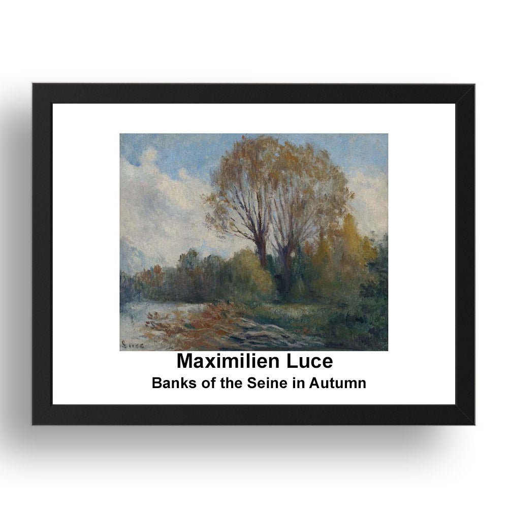 Maximilien Luce: Banks of the Seine in Autumn, vintage impressionist artwork, 17x13"(A3) Frame