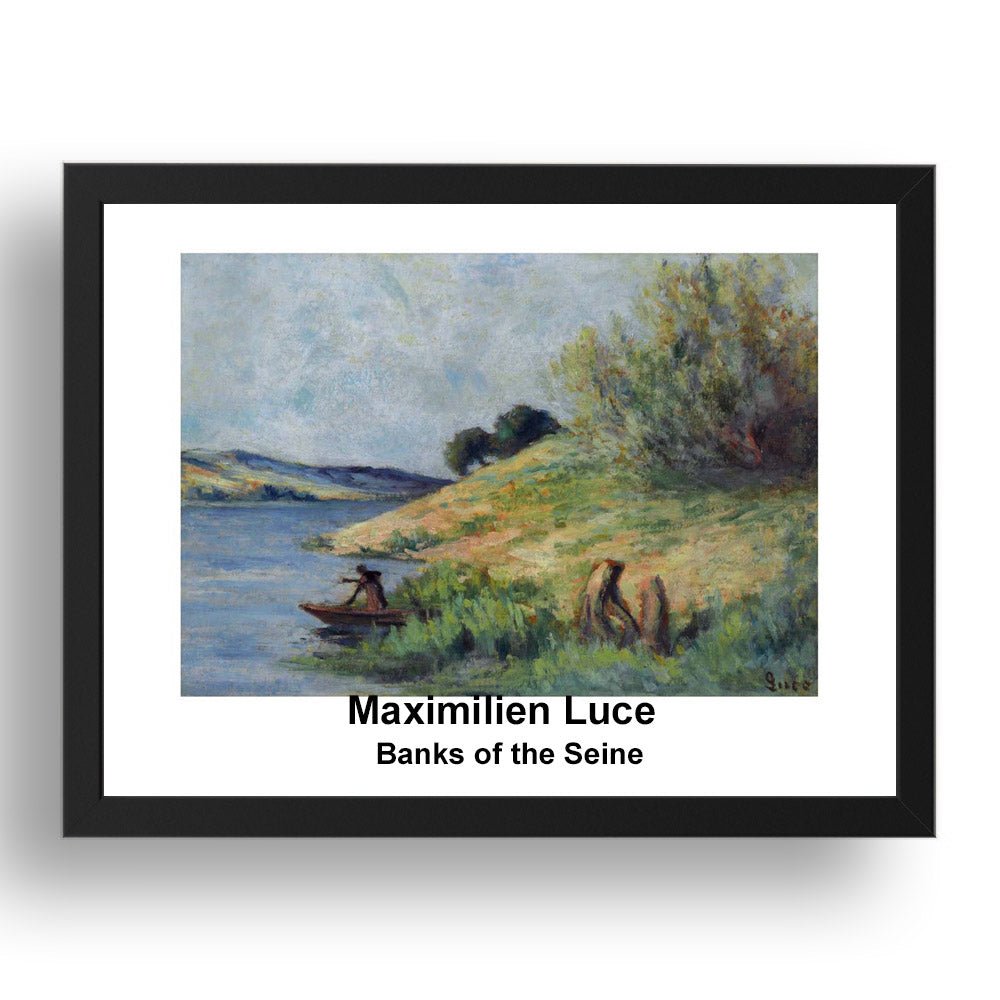 Maximilien Luce: Banks of the Seine, vintage impressionist artwork, 17x13"(A3) Frame