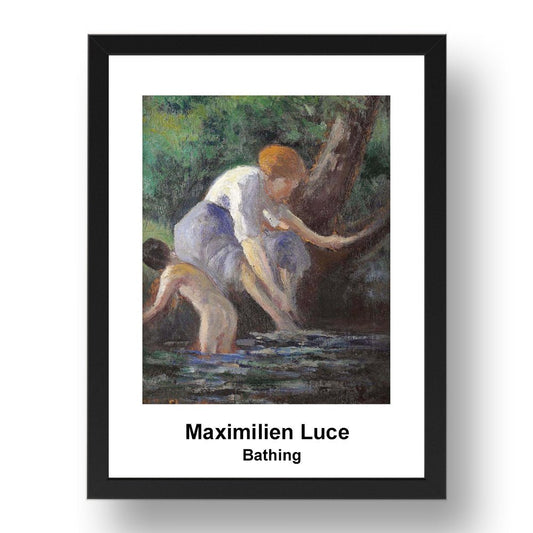 Maximilien Luce: Bathing, vintage impressionist artwork, 17x13"(A3) Frame