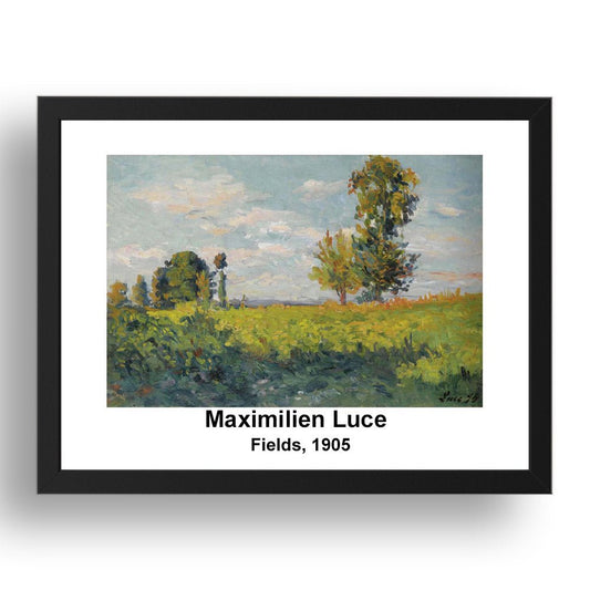 Maximilien Luce: Fields 1905, vintage impressionist artwork, 17x13"(A3) Frame