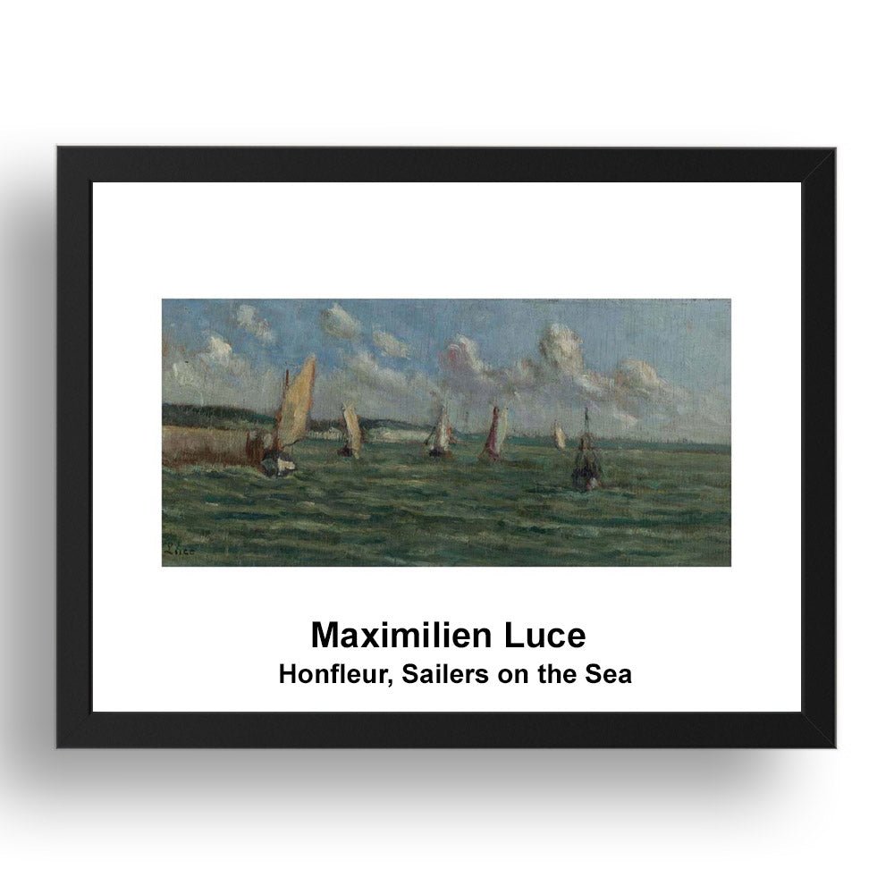 Maximilien Luce: Honfleur Sailers on the Sea, vintage impressionist artwork, 17x13"(A3) Frame
