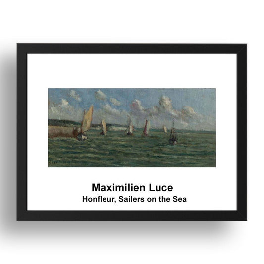 Maximilien Luce: Honfleur Sailers on the Sea, vintage impressionist artwork, 17x13"(A3) Frame