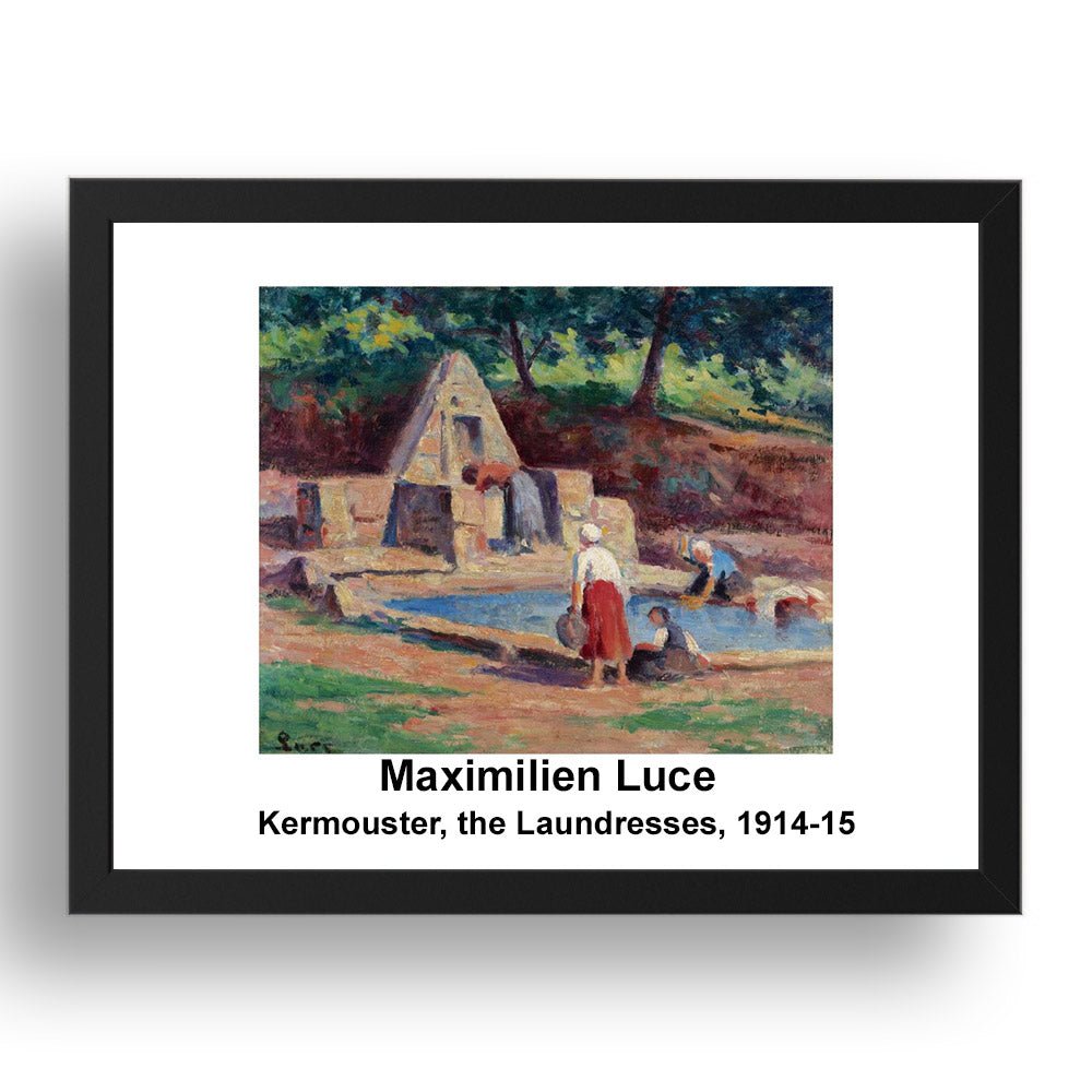 Maximilien Luce: Kermouster the Laundresses 1914 15, vintage impressionist artwork, 17x13"(A3) Frame