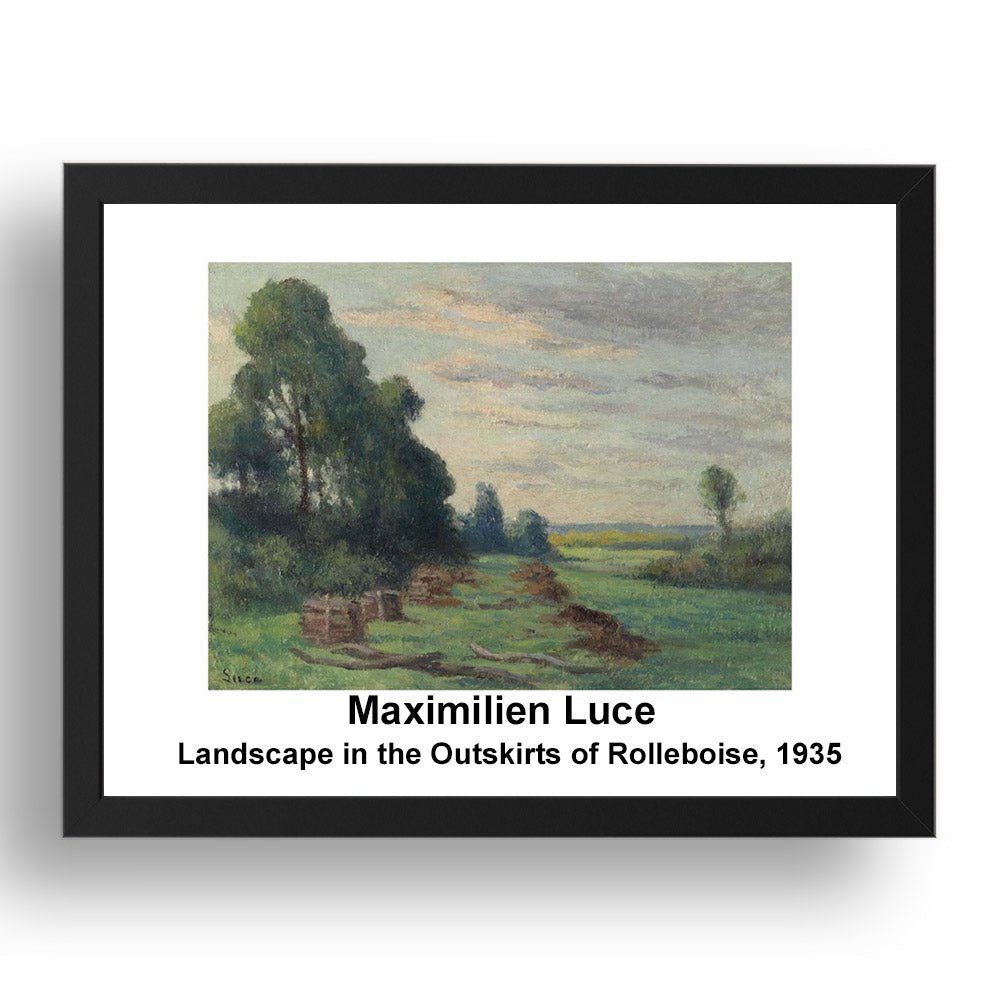 Maximilien Luce: Landscape in the Outskirts of Rolleboise 1935, vintage impressionist artwork, 17x13"(A3) Frame