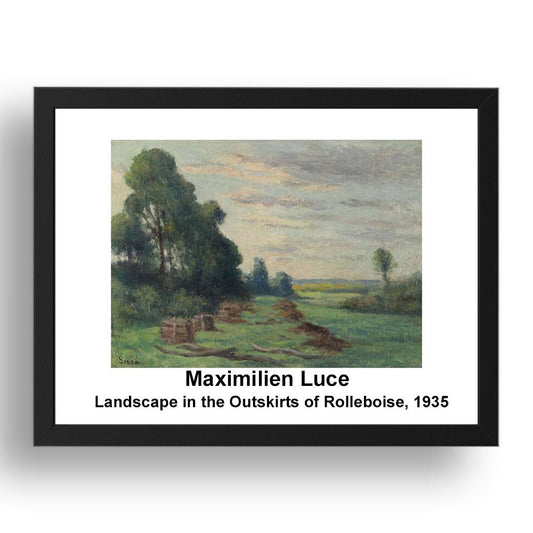 Maximilien Luce: Landscape in the Outskirts of Rolleboise 1935, vintage impressionist artwork, 17x13"(A3) Frame