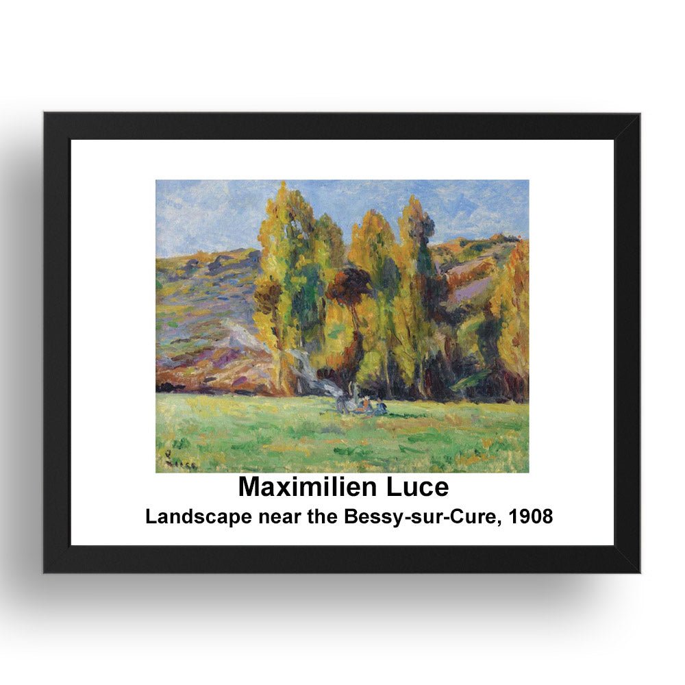 Maximilien Luce: Landscape near the Bessy sur Cure 1908, vintage impressionist artwork, 17x13"(A3) Frame