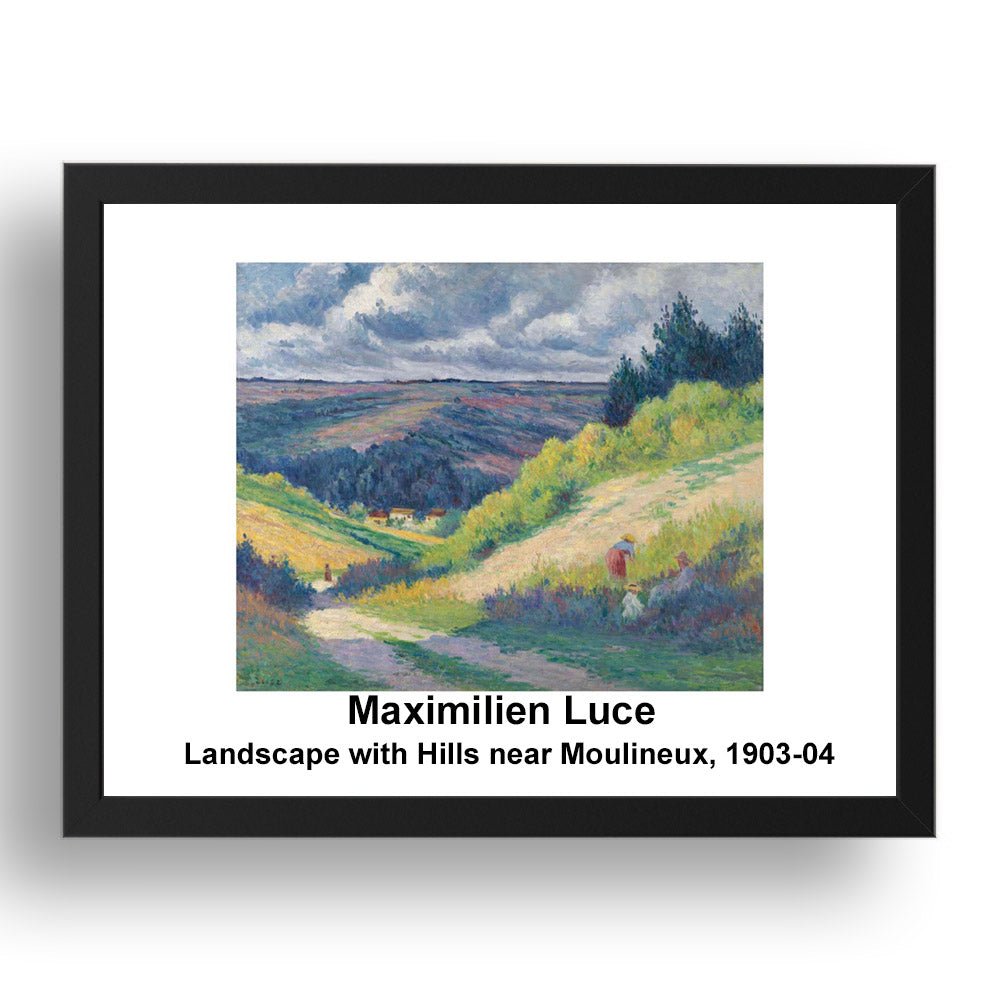 Maximilien Luce: Landscape with Hills near Moulineux 1903 04, vintage impressionist artwork, 17x13"(A3) Frame