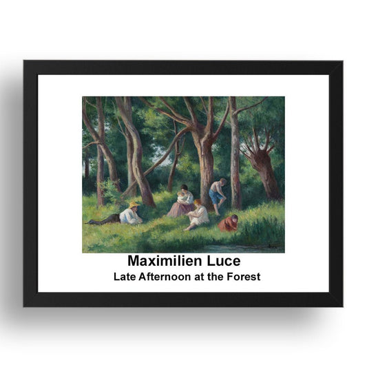 Maximilien Luce: Late Afternoon at the Forest, vintage impressionist artwork, 17x13"(A3) Frame