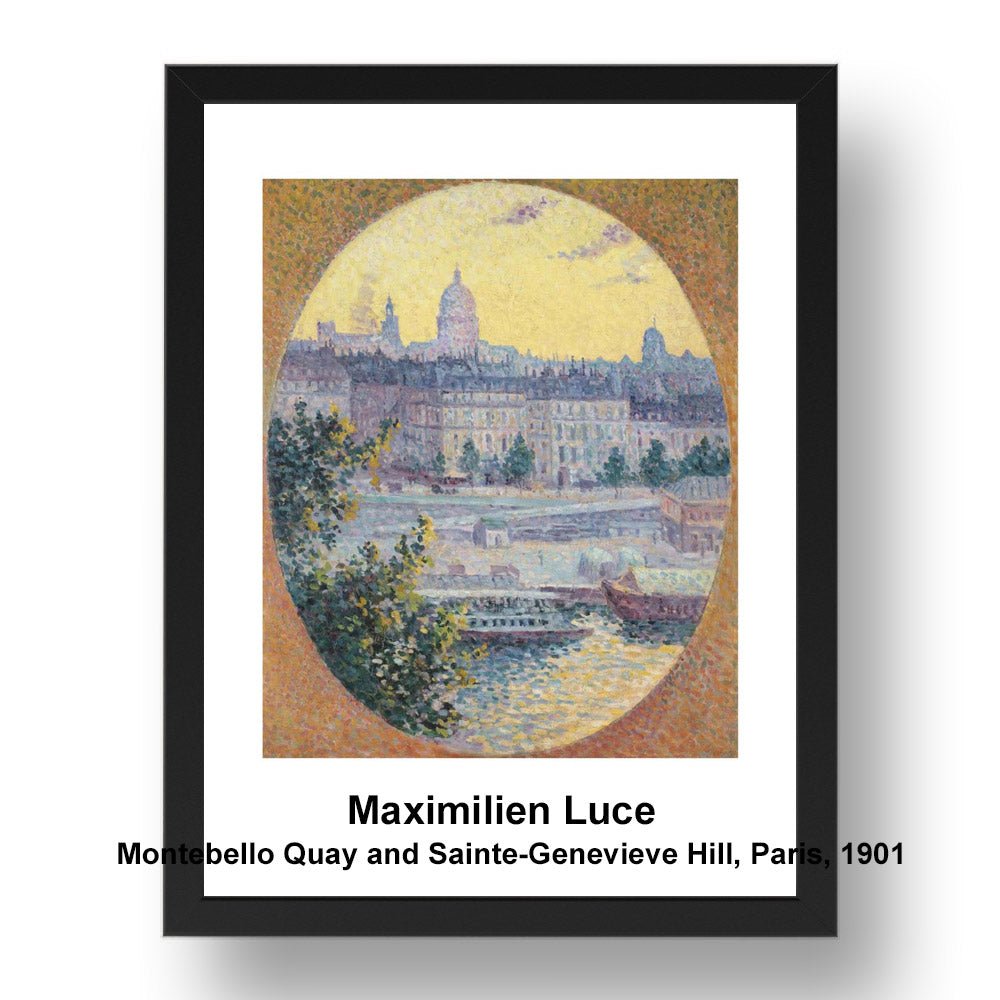 Maximilien Luce: Montebello Quay and Sainte Genevieve Hill Paris 1901, vintage impressionist artwork, 17x13"(A3) Frame