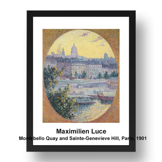 Maximilien Luce: Montebello Quay and Sainte Genevieve Hill Paris 1901, vintage impressionist artwork, 17x13"(A3) Frame