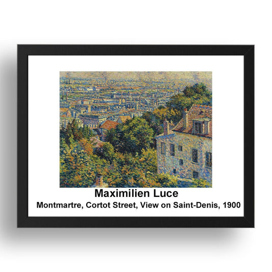 Maximilien Luce: Montmartre Cortot Street View on Saint Denis 1900, vintage impressionist artwork, 17x13"(A3) Frame