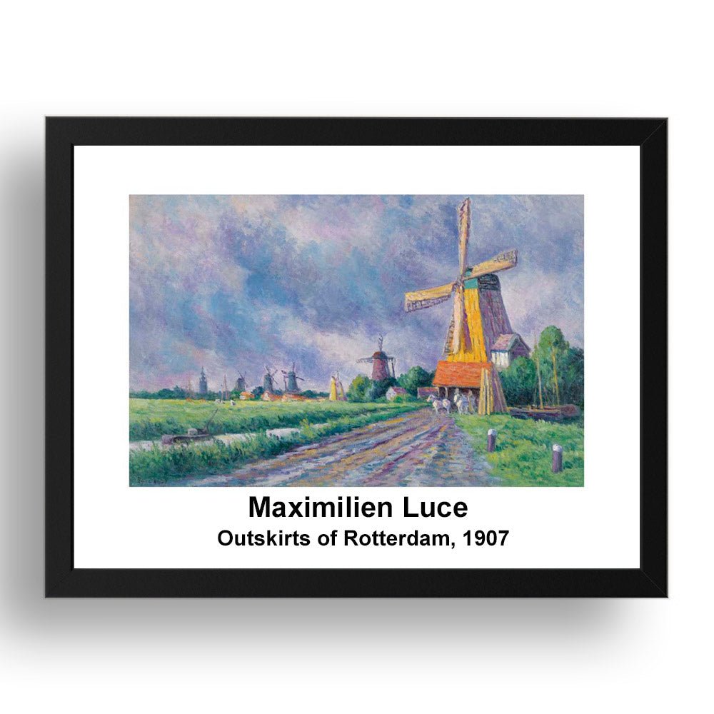 Maximilien Luce: Outskirts of Rotterdam 1907, vintage impressionist artwork, 17x13"(A3) Frame