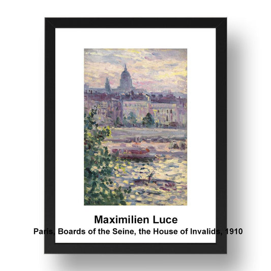 Maximilien Luce: Paris Boards of the Seine the House of Invalids 1910, vintage impressionist artwork, 17x13"(A3) Frame
