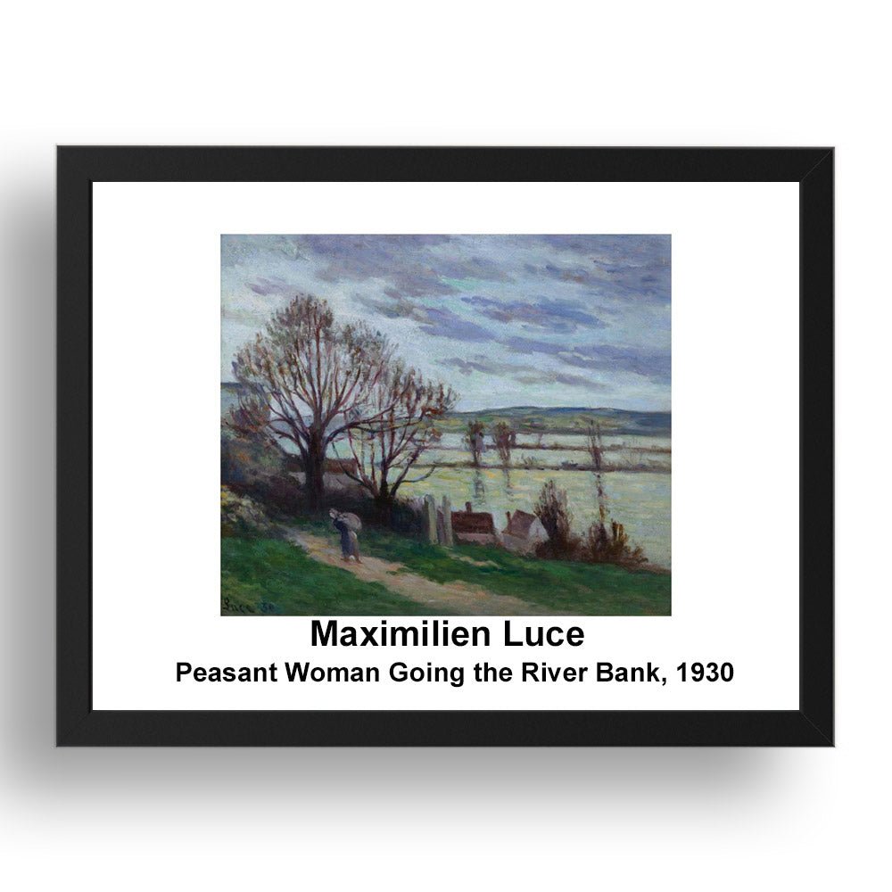 Maximilien Luce: Peasant Woman Going the River Bank 1930, vintage impressionist artwork, 17x13"(A3) Frame