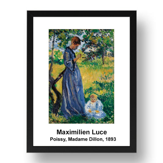 Maximilien Luce: Poissy Madame Dillon 1893, vintage impressionist artwork, 17x13"(A3) Frame