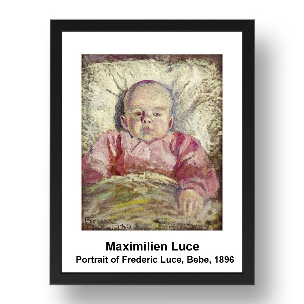Maximilien Luce: Portrait of Frederic Luce Bebe 1896, vintage impressionist artwork, 17x13"(A3) Frame