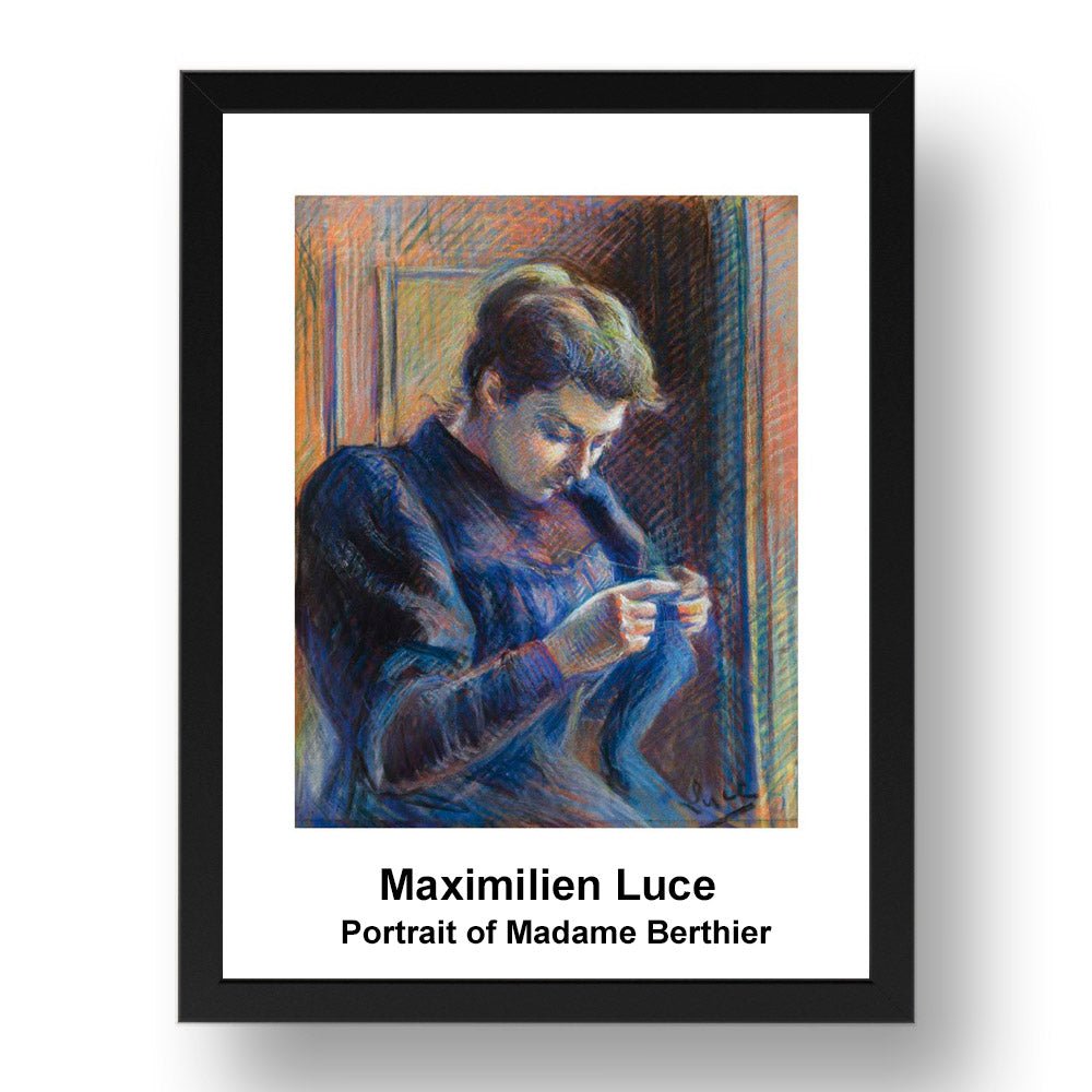 Maximilien Luce: Portrait of Madame Berthier, vintage impressionist artwork, 17x13"(A3) Frame