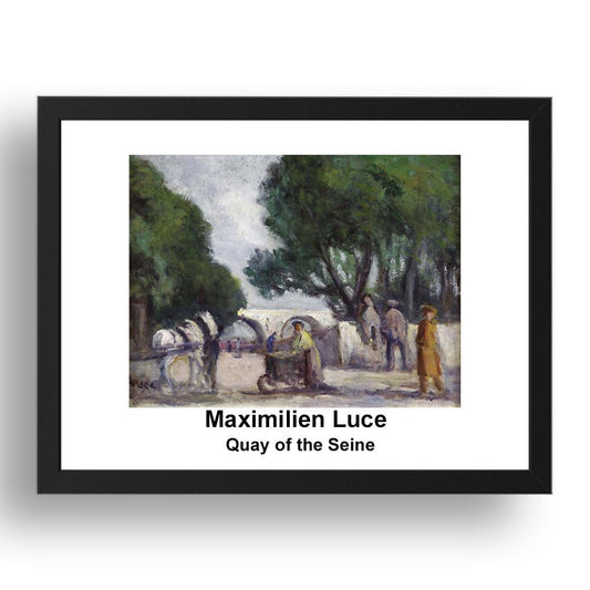 Maximilien Luce: Quay of the Seine, vintage impressionist artwork, 17x13"(A3) Frame
