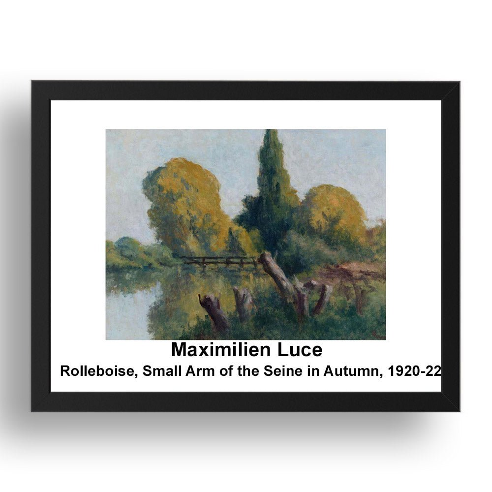 Maximilien Luce: Rolleboise Small Arm of the Seine in Autumn 1920 22, vintage impressionist artwork, 17x13"(A3) Frame