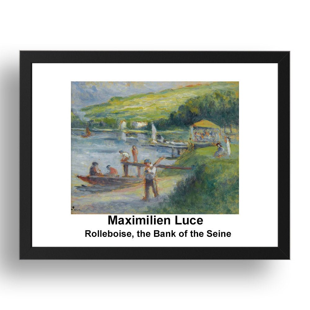 Maximilien Luce: Rolleboise the Bank of the Seine, vintage impressionist artwork, 17x13"(A3) Frame