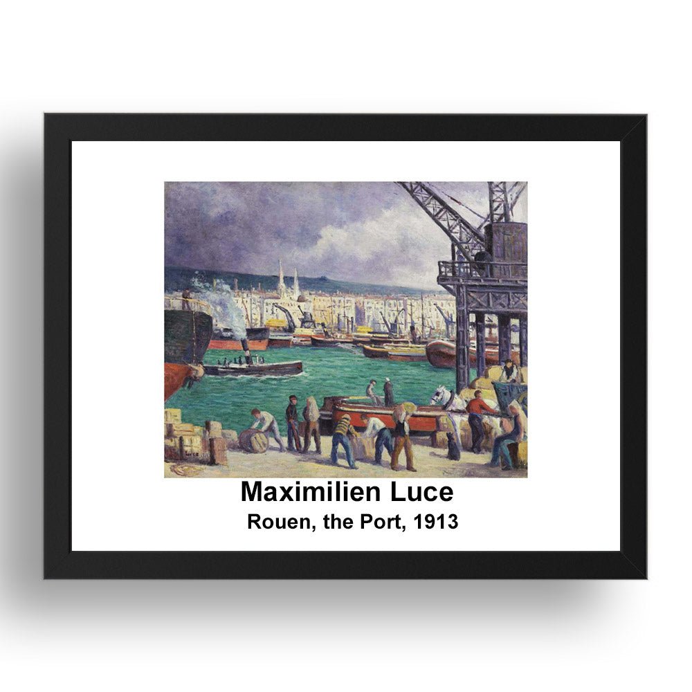 Maximilien Luce: Rouen the Port 1913, vintage impressionist artwork, 17x13"(A3) Frame