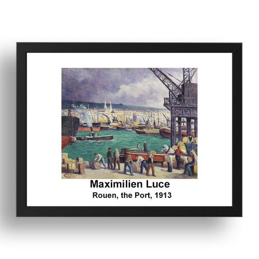 Maximilien Luce: Rouen the Port 1913, vintage impressionist artwork, 17x13"(A3) Frame